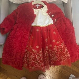 Blueberi Boulevard Cream and Red Dress